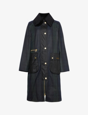 BARBOUR: Pattern-embellished waxed-cotton jacket