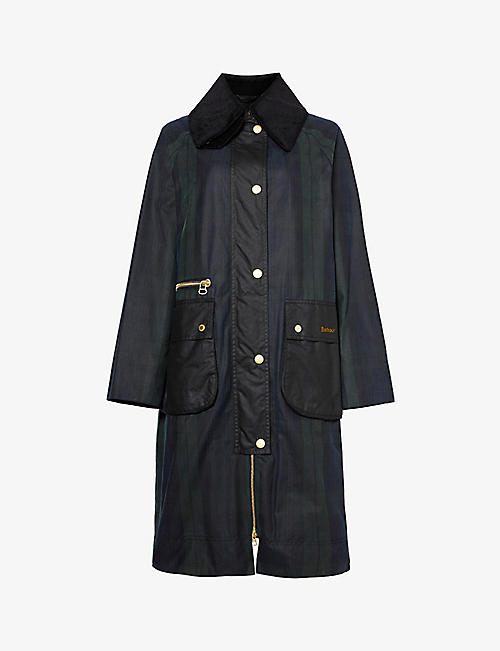 BARBOUR: Pattern-embellished waxed-cotton jacket