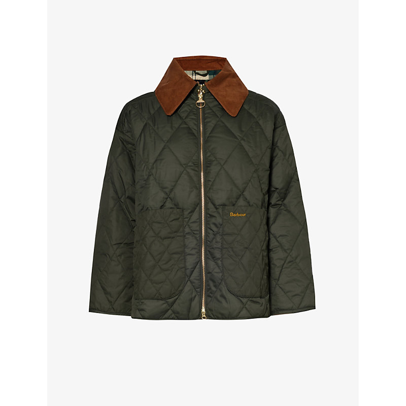 Barbour Womens Sage Ancient Woodhall Quilted Recycled-polyester Jacket