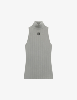LOEWE: Anagram-embroidered high-neck stretch-cotton top