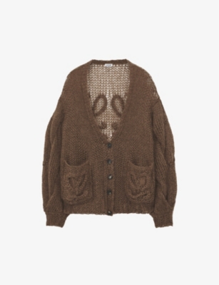 LOEWE: Anagram-embroidered mohair wool-blend knitted cardigan