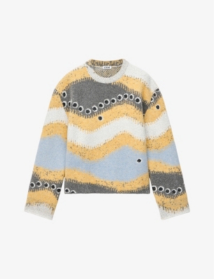 Loewe Womens Multicolor Stripe-pattern Crewneck Knitted Jumper In Multicolor