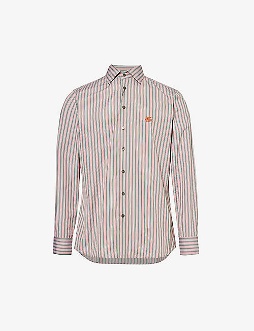 ETRO: Striped logo-embroidered cotton shirt