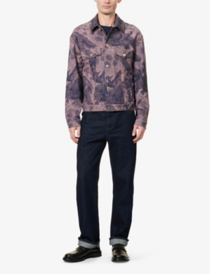 Shop Etro Men's Pattern Foliage-pattern Contrast-stitching Stretch-cotton Jacket
