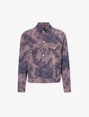 Etro Mens Pattern Foliage-pattern Contrast-stitching Stretch-cotton Jacket