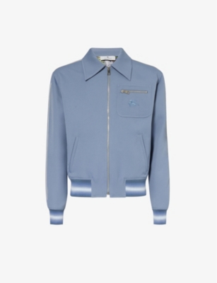 Etro Mens Blue Regular-fit Logo-embellished Woven Jacket
