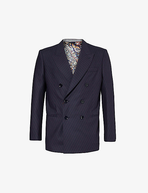 ETRO: Striped double-breasted wool blazer