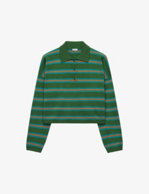 LOEWE: Striped relaxed-fit wool-knit polo shirt
