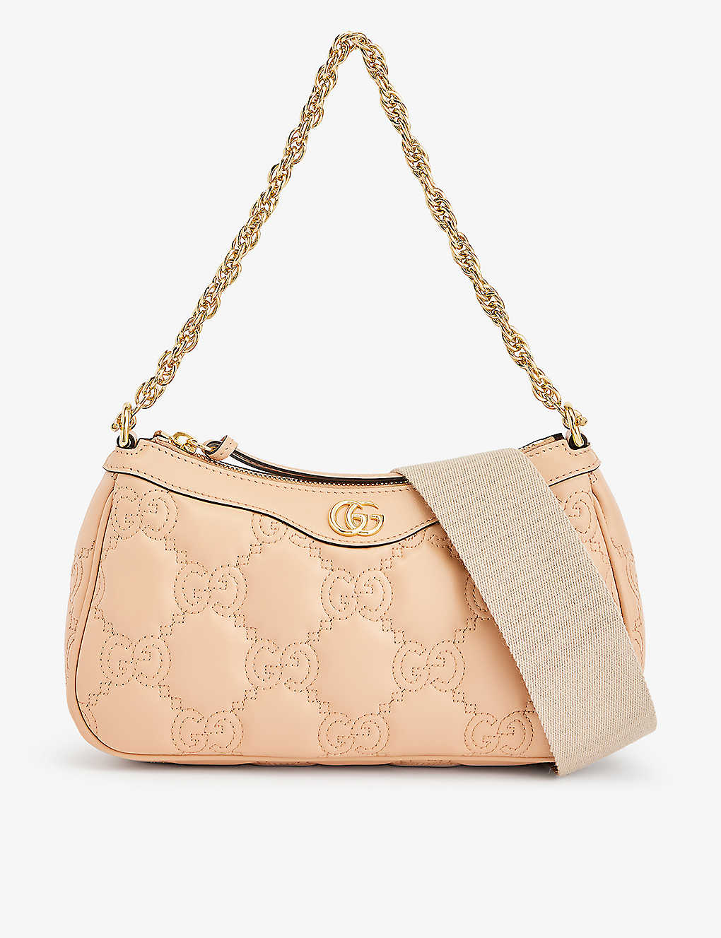 Gucci Womens Pink Sand/natural Matelassé Leather Shoulder Bag