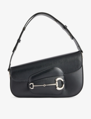 Shop Gucci Womens  1955 Horsebit Leather Shoulder Bag In Black