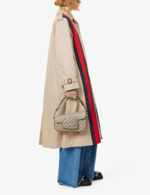 Shop Gucci Womens Beige Ebony 1955 Horsebit Coated-canvas Shoulder Bag
