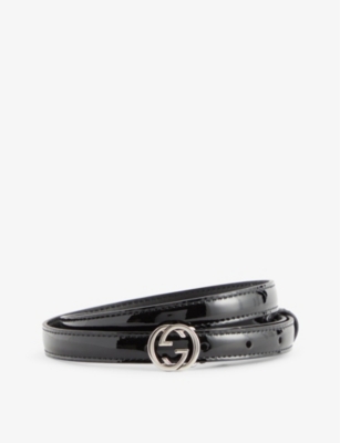 Gucci logo leather belt best sale