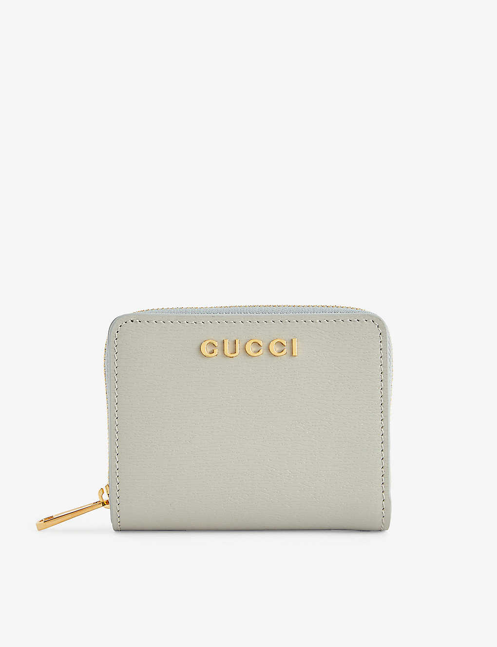 Gucci Womens Grey Sky Logo-plaque Leather Wallet