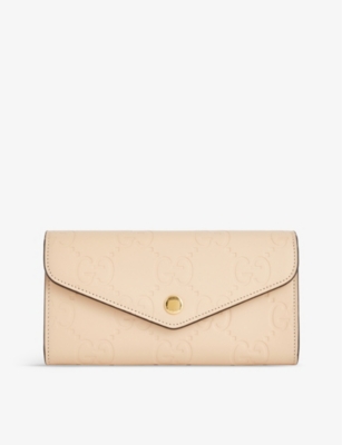 GUCCI GUCCI WOMENS SOUFFLE ROS/SOUF.ROS MONOGRAM-EMBOSSED LEATHER WALLET