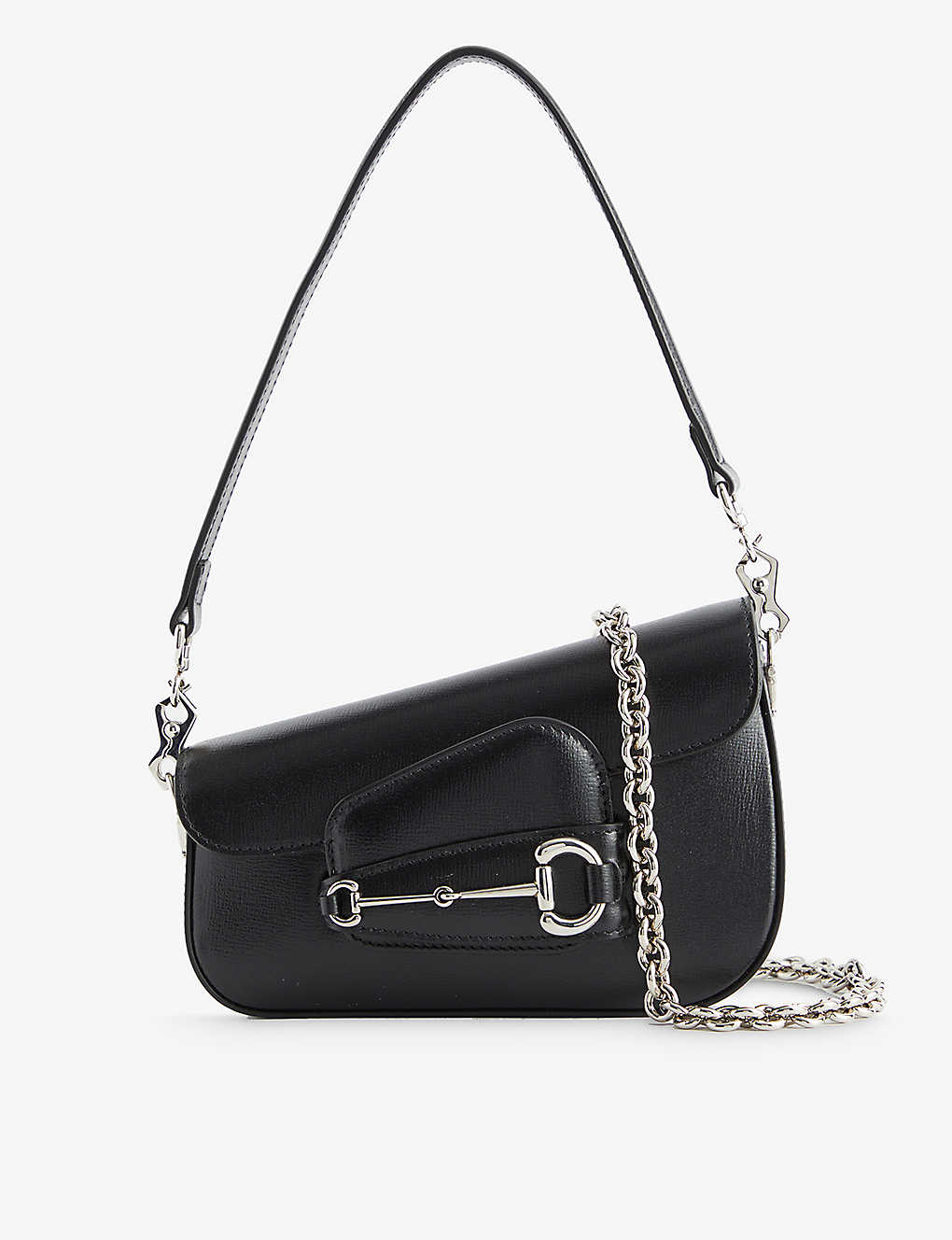 Gucci Womens Black Horsebit 1995 Leather Shoulder Bag