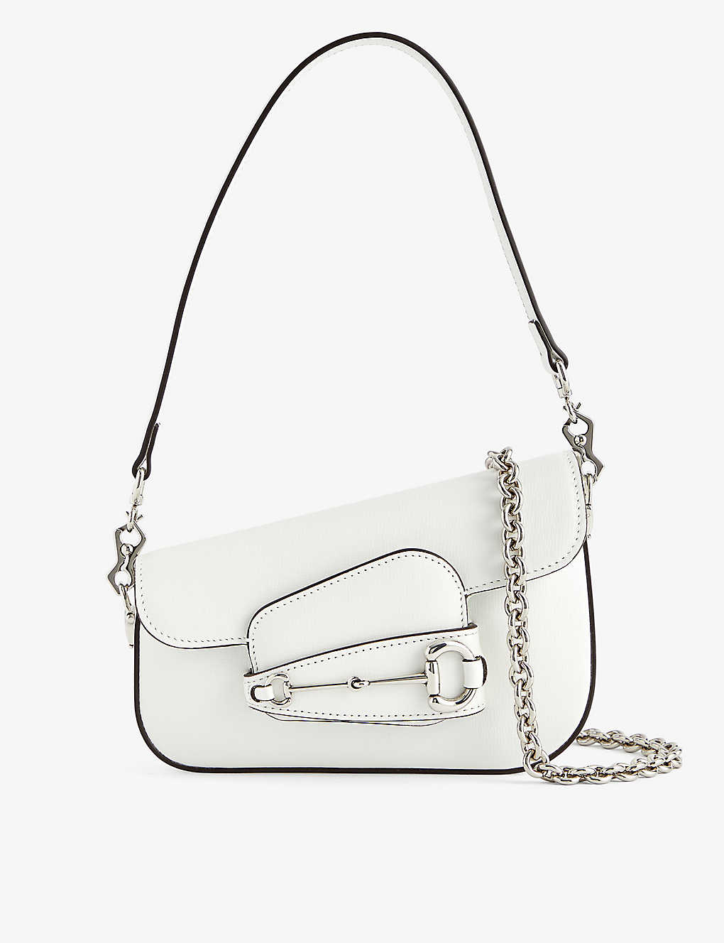 Gucci Womens Great White Horsebit 1995 Leather Shoulder Bag