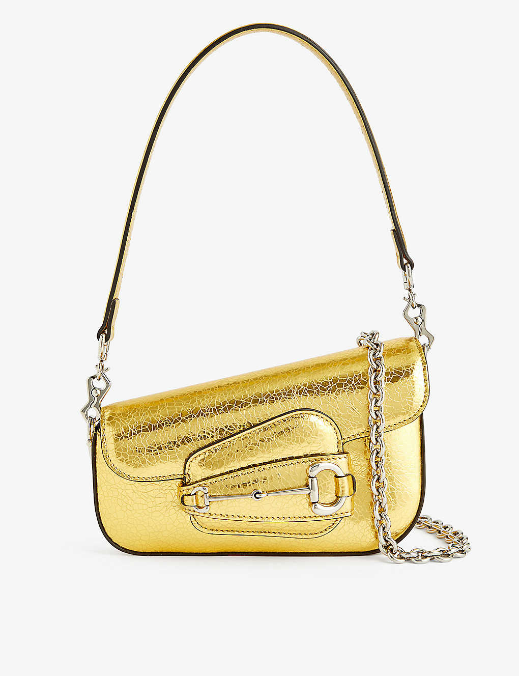 Gucci Womens Oro Vecchio Horsebit 1995 Metallic-leather Shoulder Bag