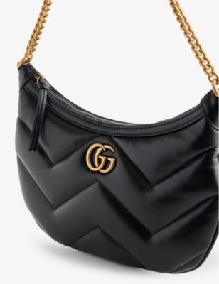 Shop Gucci Women's Black Marmont Quilted-leather Shoulder Bag
