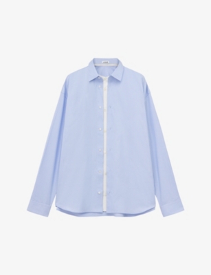 Loewe Double Layer Cuffed Cotton-blend Shirt In Blue/white