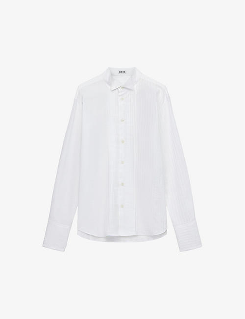 LOEWE: Pleated classic-collar regular-fit cotton-blend shirt