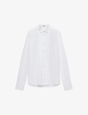 Shop Loewe Women's Optic White Pleated Classic-collar Regular-fit Cotton-blend Shirt