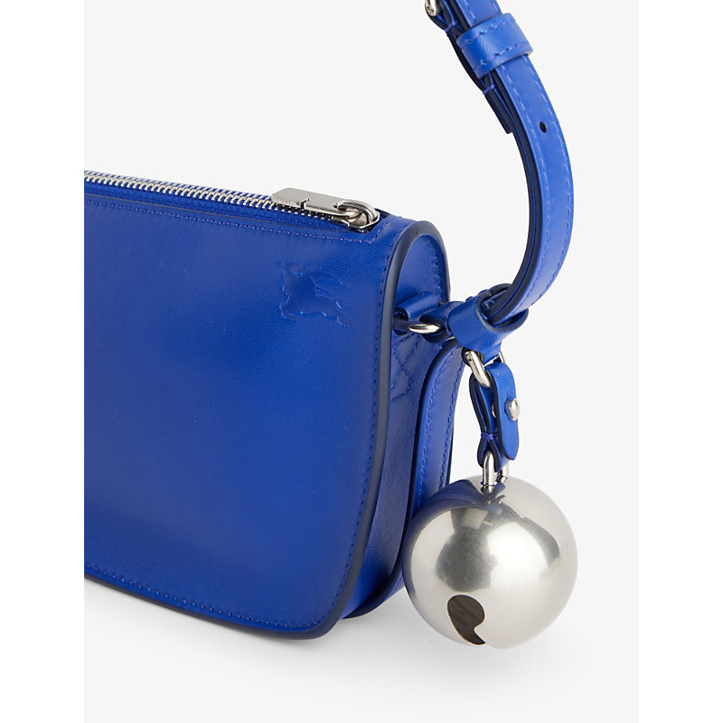 Shop Burberry Womens Knight Shield Metallic-charm Leather Shoulder Bag