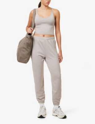 Shop Vuori Women's Soft Pewter Heather Boyfriend Brand-tab Stretch-woven Jogging Bottoms