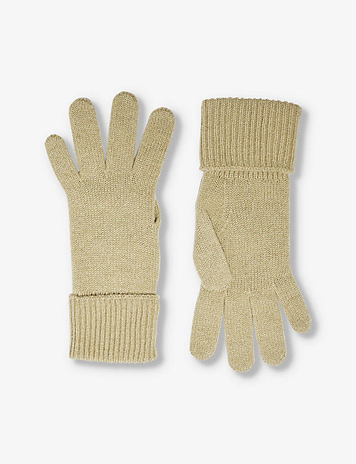 BURBERRY: Logo-embroidered ribbed-cuff cashmere gloves