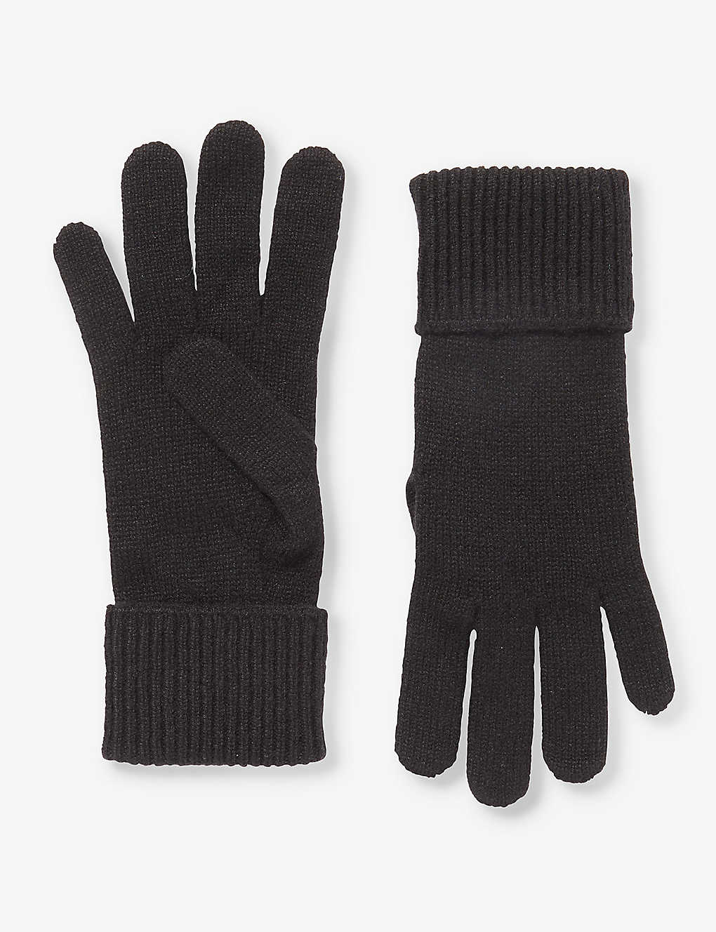 Burberry Womens Black Logo-embroidered Ribbed-cuff Cashmere-blend Gloves