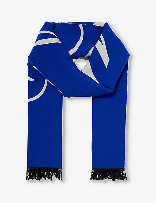 BURBERRY: Script wool and silk-blend scarf