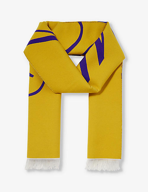 BURBERRY: Script wool and silk-blend scarf