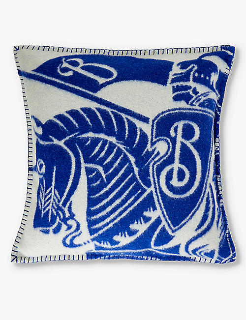 BURBERRY: Equestrian Knight graphic-print wool cushion
