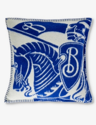 Burberry Knight Equestrian Knight Graphic-print Wool Cushion In Knight