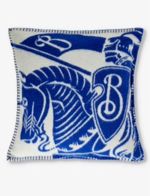 Shop Burberry Knight Equestrian Knight Graphic-print Wool Cushion