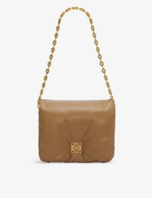 Loewe Womens Oak Puffer Goya Padded Leather Shoulder Bag