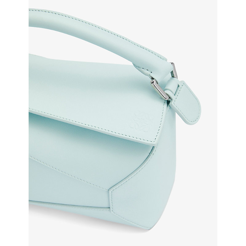 Shop Loewe Womens Blue Iceberg Puzzle Small Leather Cross-body Bag