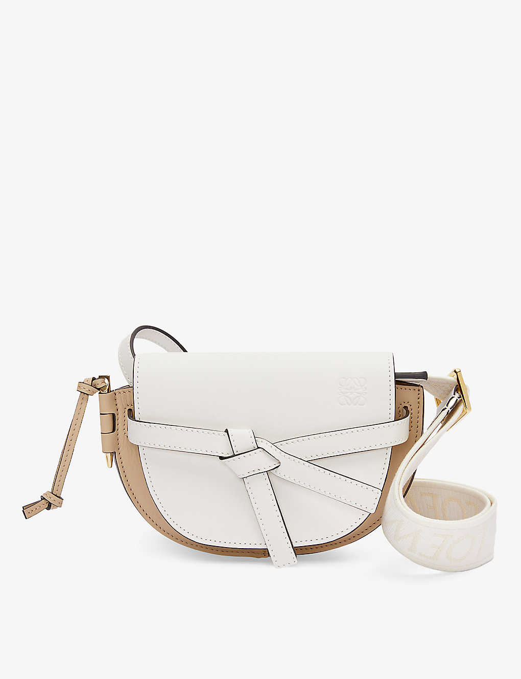 Shop Loewe Women's White/pap Craft Gate Dual Mini Leather Shoulder Bag