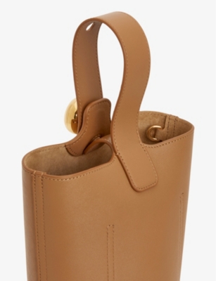 Loewe Womens Oak Pebble Mini Leather Bucket Bag In Oak