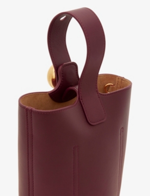 Loewe Mini Leather Pebble Bucket Bag In Dark Burgundy