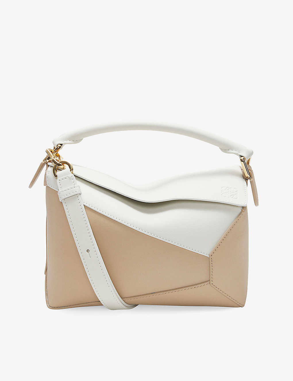 Loewe Puzzle Small Leather Cross-body Bag In White/pap Craft