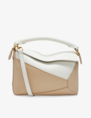 LOEWE LOEWE WOMEN'S WHITE/PAP CRAFT PUZZLE MINI LEATHER CROSS-BODY BAG