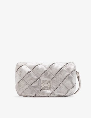 LOEWE: Puffer Goya mini pleated metallic leather shoulder bag