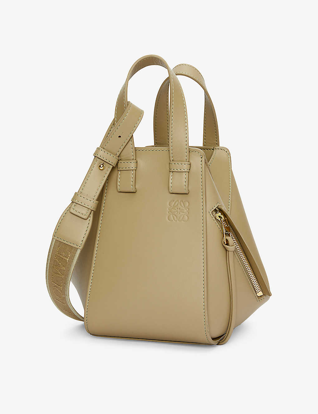 Loewe Womens Clay Green Hammock Compact Leather Shoulder Bag