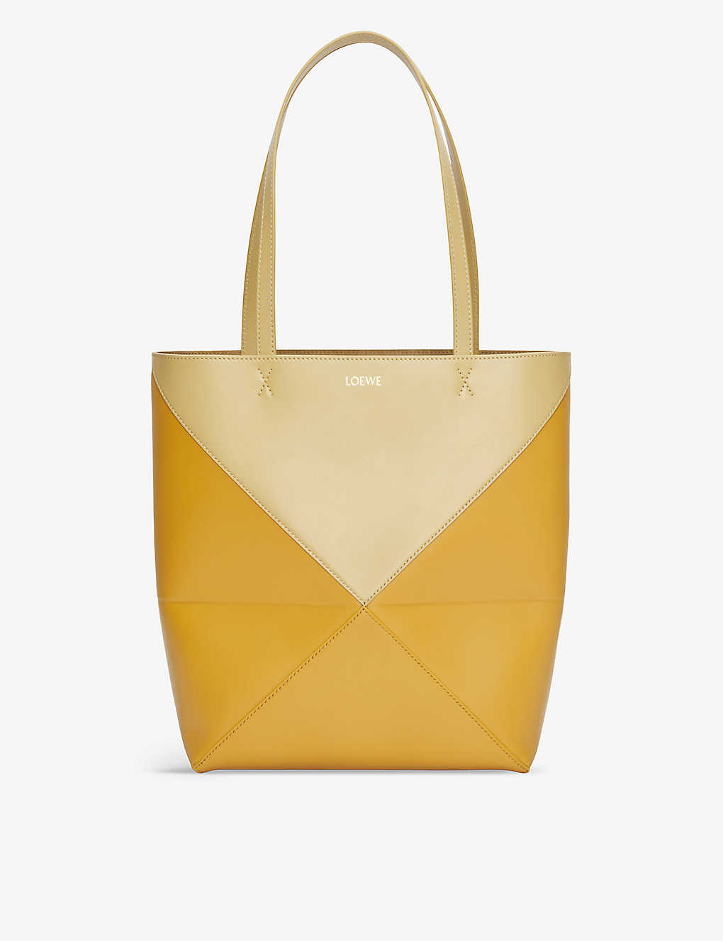Loewe Leather Puzzle Fold Tote Bag In Butter/sunflower