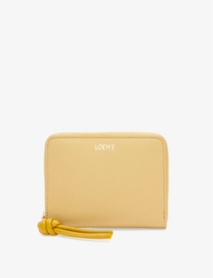 Loewe Womens Pale Yellow Knot Slim Leather Wallet In Butter/sunflower