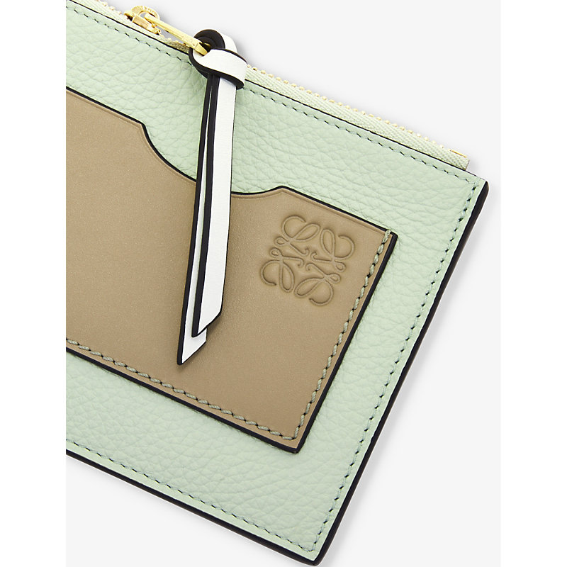Shop Loewe Six-card Leather Coin And Cardholder In Jade/clay Green