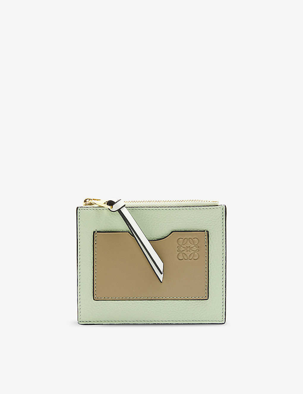 Loewe Six-card Leather Coin And Cardholder In Jade/clay Green