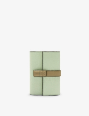 Loewe Womens  Vertical Small Leather Wallet In Jade/clay Green