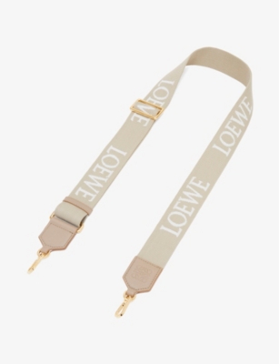 Loewe Womens  Anagram Logo-embroidered Cotton-blend Bag Strap In Ecru/natural