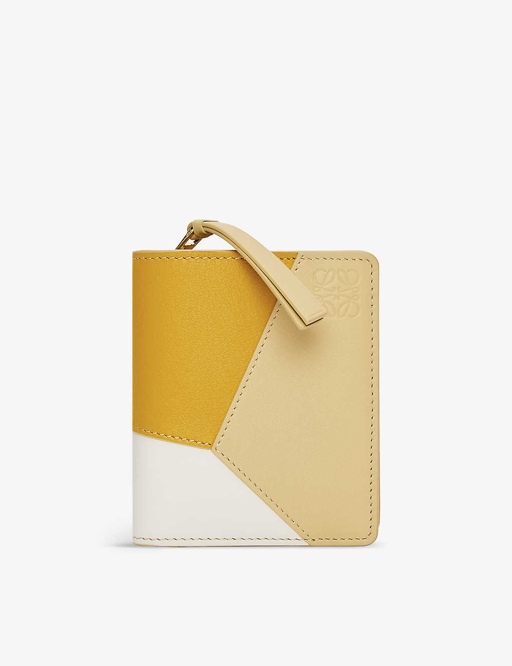 Loewe Womens Yellow Puzzle Compact Leather Zip Wallet In Sunflower /white